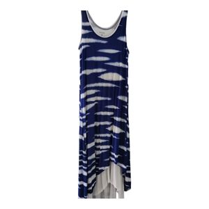 Kensie Maxi Dress Small Blue Cascade Hem Stretch Tank Sleeveless